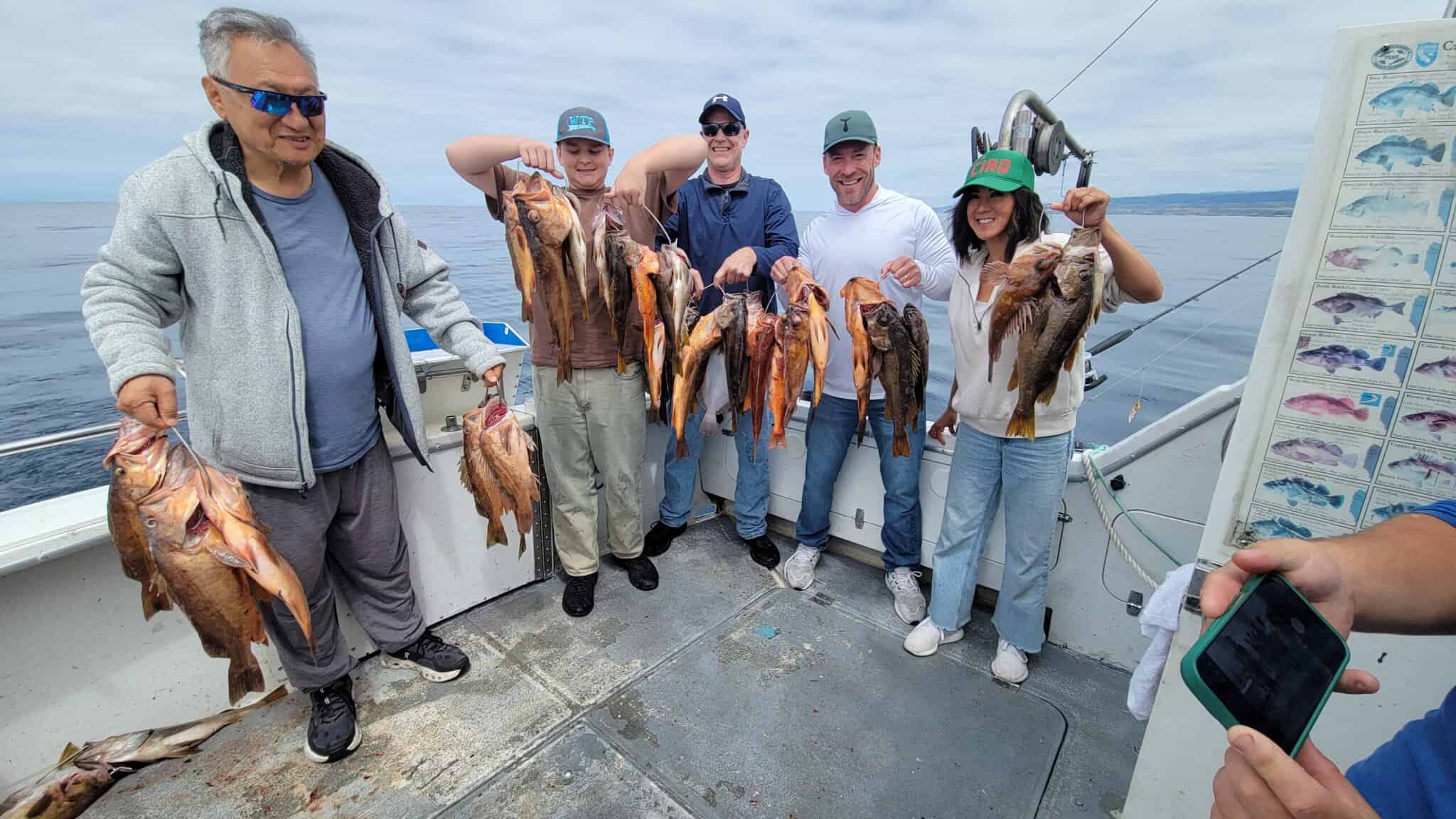 Fishing trip with a large catch of fish